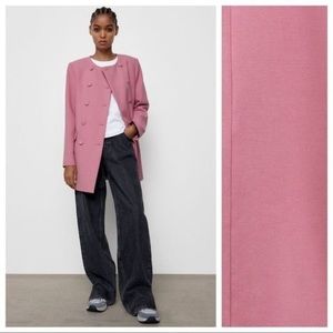 Zara Pink Lined Buttoned Frock Coat